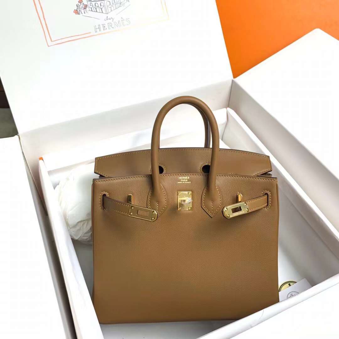 Hermes Birkin 25CM Swift Leather Handbag Brown 